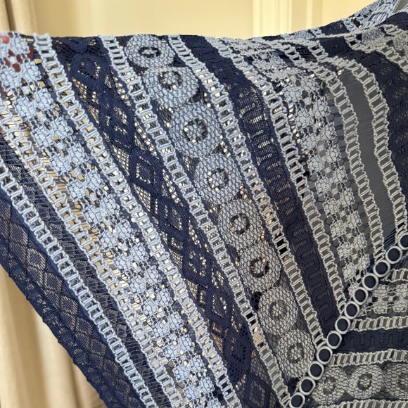 Ever New Women's Linear Fit and Flare Lace Eyelet Mini Dress Size 2 Navy - Picture 5 of 11